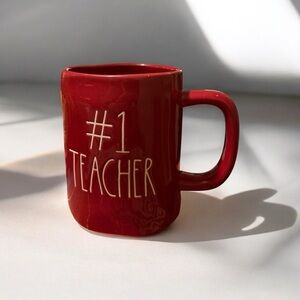 Rae Dunn 18oz #1 Teacher Ceramic Mug -245- Magenta Artisian Series